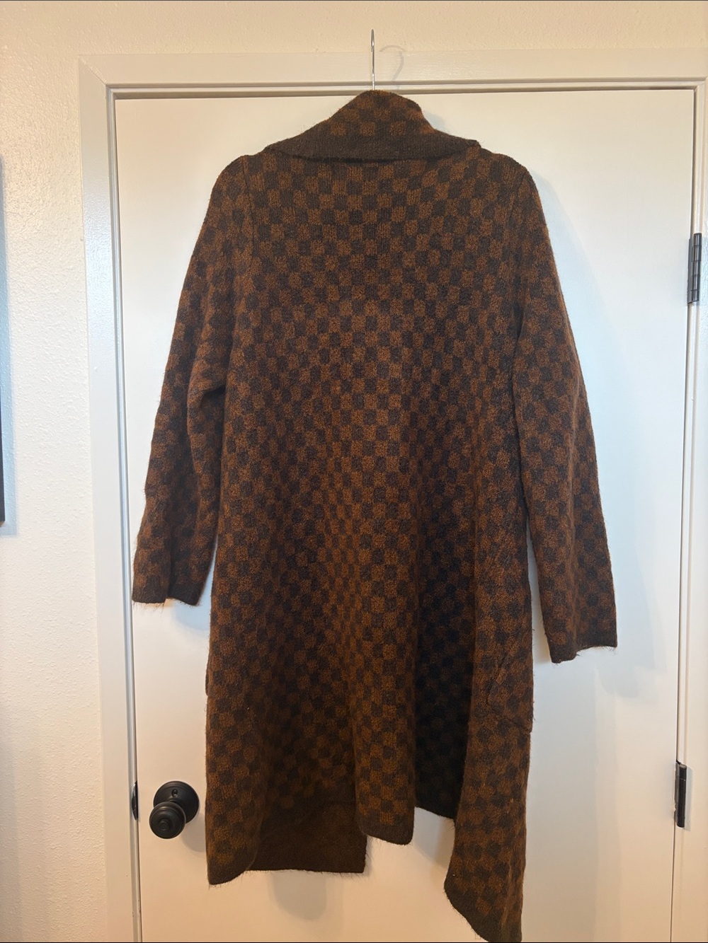 Max Studio Long Line Checkered Cardigan - Picture 3 of 3